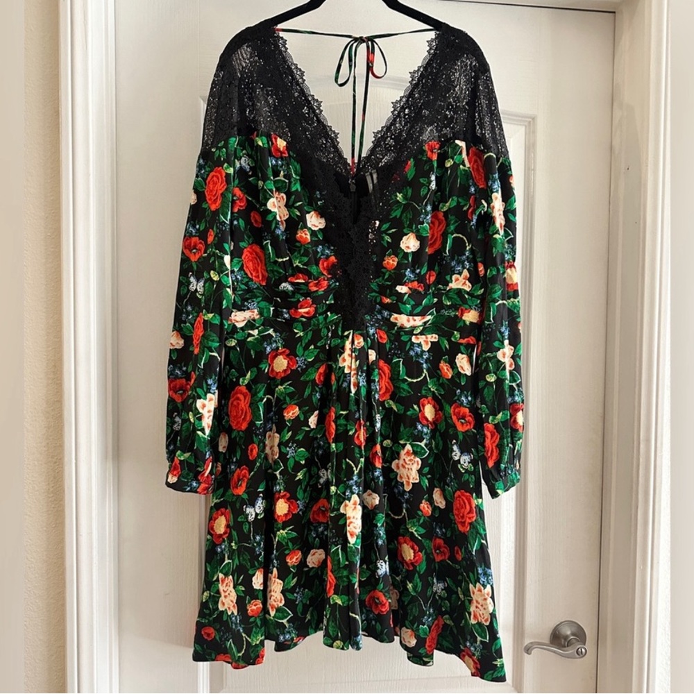 By Anthropologie black and floral dress size 16